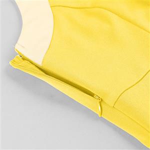 Vintage 1950s Halter Yellow & Cream Color-Block Swing Dress  N23938