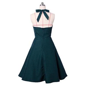 Women's Vintage Halter Polka Dot Rockabilly Swing Dress N14160