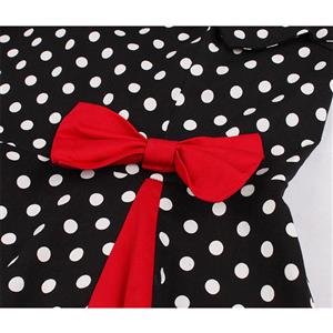 Retro Halter Polka Dots Bowknot Detail Backless High Waist Swing Dress N18877