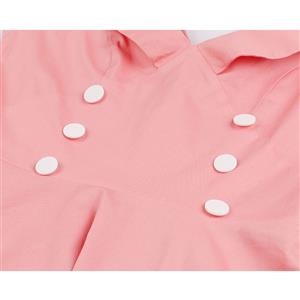 Retro Low-cut Ruffle Lapel Double-breasted Sleeveless High Waist Midi Dress N18904