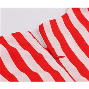 Vintage Rockabilly Striped Sleeveless Tank Frock High Waist Sundress N18961