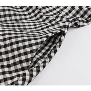 Vintage Rockabilly Checkered Strap Sleeveless Braces Frock High Waist Swing Dress N18962