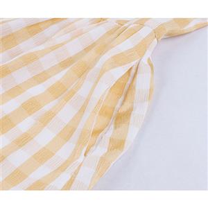 Vintage Rockabilly Checkered Round Neckline Sleeveless Ruffled Summer Day Swing Dress N18988