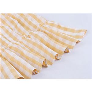 Vintage Rockabilly Checkered Round Neckline Sleeveless Ruffled Summer Day Swing Dress N18988