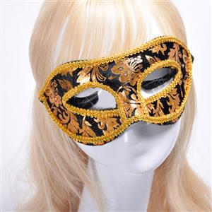 Victorian Gothic Golden Floral Hot Stamping Cosplay Masquerade Party Eye Mask MS20000