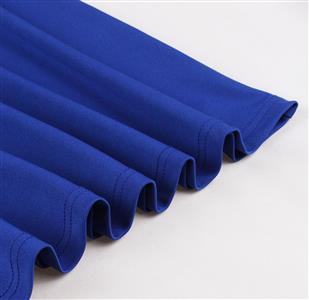 Vintage Inspired Blue A-Line Dress with Side Bow, Waist Belt, and Matching Headband N23818