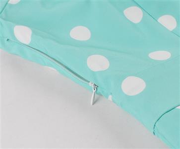 Vintage-Inspired Teal Polka Dot Dress with Contrast Red Collar - Retro A-Line Swing Dress N237835