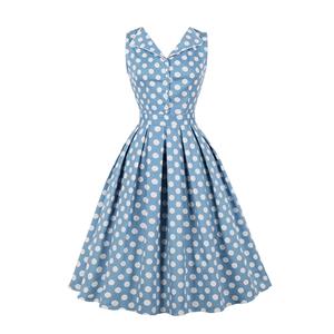 Retro Polka Dots Midi Dress, Fashion A-line Swing Dress, Retro Dresses for Women 1960, Vintage Dresses 1950's, Plus Size Summer Dress, Vintage High Waist Dress for Women, Simple Dresses for Women, Vintage Spring Dresses for Women, #N22131