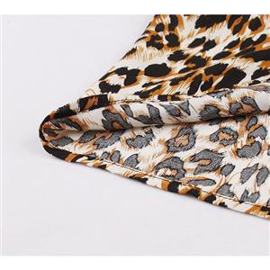 Vintage Leopard Pattern Round Neck High Waist Midi Tube Dress N18697