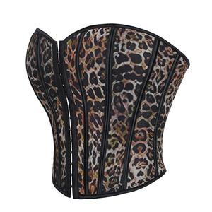 Leopard Print Single Breasted Women's Tube Top Push Up Palace Corset N23640