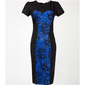 Fashion Round Neck Leopard Print Evening Party Pencil Bodycon Midi Dresses N11932