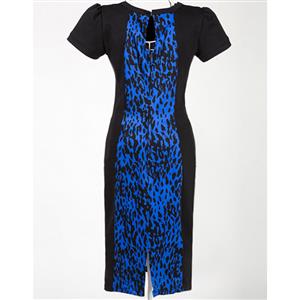 Fashion Round Neck Leopard Print Evening Party Pencil Bodycon Midi Dresses N11932