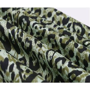 Vintage Leopard Print Front Zipper Round Neck Half Sleeve High Waist Dress With Belt N20619
