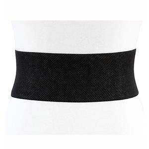 Vintage Black Metal Square Buckle Womens Feather Elastic Wide Waist Belt Cinch N14838