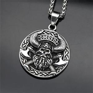 Vintage Norse Viking Pirate Men's Stainless Steel Pendant - Mythological Odin's Design J23699