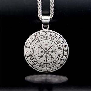 Vintage Norse Viking Pirate Men's Stainless Steel Pendant - Mythological Odin's Design J23699