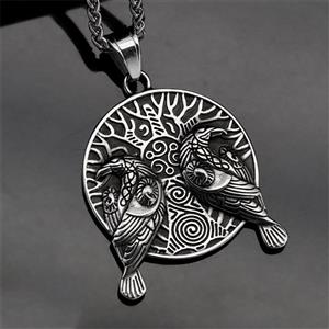 Vintage Norse Viking Pirate Men's Stainless Steel Pendant - Mythological Odin's Design J23701