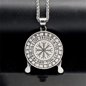 Vintage Norse Viking Pirate Men's Stainless Steel Pendant - Mythological Odin's Design J23701
