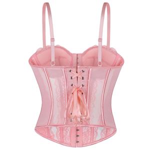 Vintage Pink Lace Corset - Adjustable Underbust Bustier? N23791