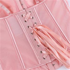 Vintage Pink Lace Corset - Adjustable Underbust Bustier? N23791