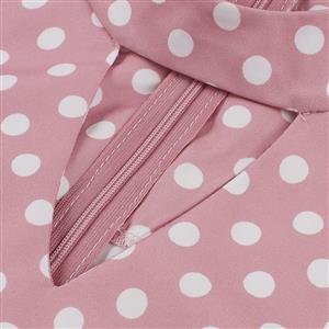 Vintage Pink Polka Dot Halter Swing Dress 1950s Style N23935