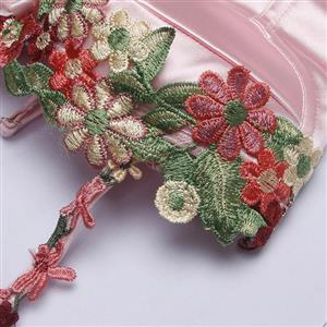 Vintage Pink Satin Corset Set - Floral Lace Overlay Bustier with Adjustable Back Straps N237823
