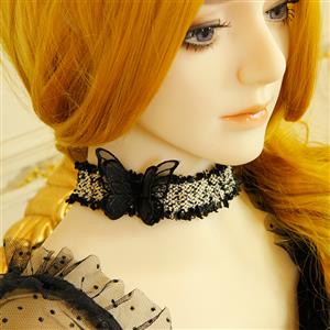 Vintage Plaid Lace Butterfly Gothic Style Necklace J19189