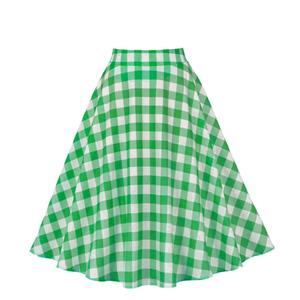 Women's Clothing Plaid Big Swing Ruffle Skirt Vintage High Waist Midi Skirt HG23423