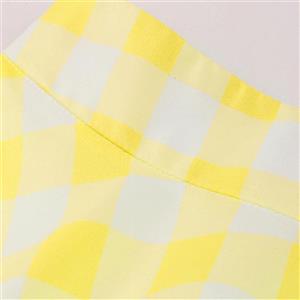 Women's Clothing Plaid Big Swing Ruffle Skirt Vintage High Waist Midi Skirt HG23426