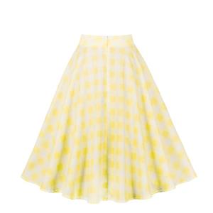 Women's Clothing Plaid Big Swing Ruffle Skirt Vintage High Waist Midi Skirt HG23426