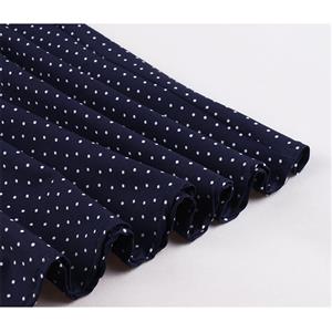 Fashion Polka Dots Tie Collar Sleeveless Front Button High Waist Belted Summer Swing Dress N22261