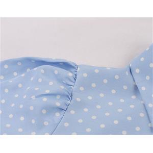 Fashion Polka Dots Lapel Button Bodice Flare Sleeve Summer Daily Casual Swing Dress N22196