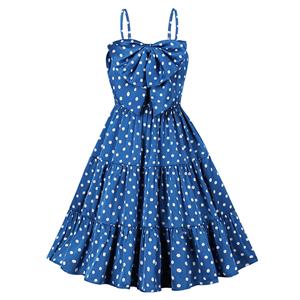 Vintage Polka Dots Dress, Fashion Polka Dots Summer Dress, High Waist A-line Swing Dress, Retro Dresses for Women 1960, Vintage Dresses 1950's, Plus Size Summer Dress, Vintage High Waist Dress for Women, Simple Dresses for Women, Vintage Spring Dresses for Women, #N21749