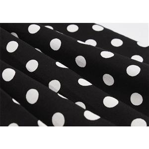 Vintage Black and White Polka Dots Lapel Short Sleeve A-line Swing Dress N18700