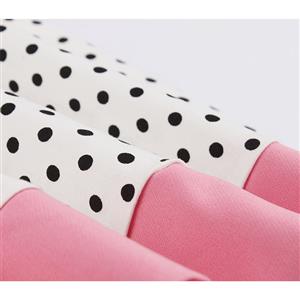 Vintage Square Collar Polka Dots Print Bowknot Detail Knee-Length Day Dress N19082