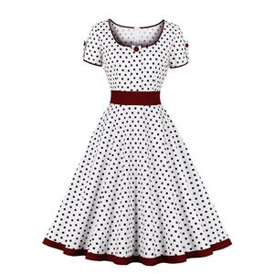 Vintage Lovely Dresses, Print Summer Swing Dress, Retro Dresses for Women 1960, Vintage Dresses 1950's, Vintage Summer Dress, Vintage Dress for Women, Wave Point Vintage Summer Day Dress, #N23020