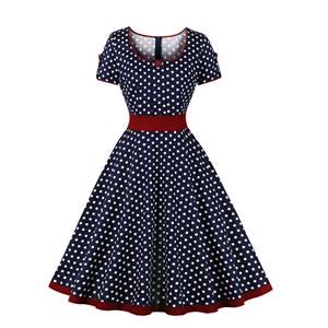 Vintage Lovely Dresses, Print Summer Swing Dress, Retro Dresses for Women 1960, Vintage Dresses 1950's, Vintage Summer Dress, Vintage Dress for Women, Wave Point Vintage Summer Day Dress, #N23021