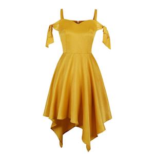 Fashion Off-shoulder Sweetheart Bodice Asymmetrical Hemline High Waist Dress N18866