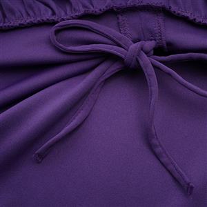 Vintage Gothic Purple High Waist Button Lace Trim Ruffled High-low Skirt N22768