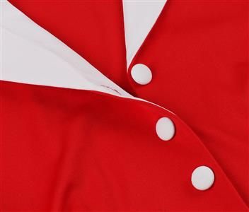 Vintage Strawberry & Polka Dot Mini Dress with Red Ribbon Waist Tie and Heart Buttons N23825