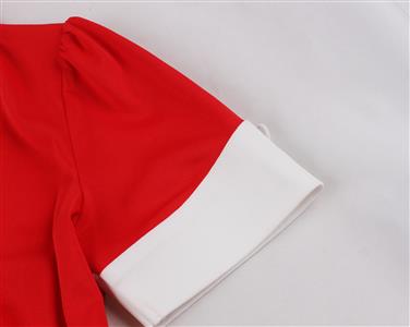 Vintage Strawberry & Polka Dot Mini Dress with Red Ribbon Waist Tie and Heart Buttons N23825