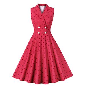 Lovely Summer Swing Dress, Retro Dresses for Women 1960, Vintage Dresses 1950's, Plus Size Summer Dress, Vintage Dress for Women, Vintage Round Dot Dresses for Women, Red Vintage Summer Dresses for Women, #N22833.