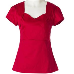 Vintage 1950's T-shirt, Women's Red Top, Womens T-shirt, Pin-up Shirt for women, Cheap Shirt, #N11856