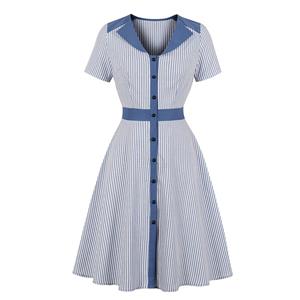 Cute Summer Swing Dress, Retro Pinstripe Dresses for Women 1960, Vintage Dresses 1950's, Plus Size Summer Dress, Vintage Dress for Women, Vintage Lace Tirm Dresses for Women, Vintage Spring Dresses for Women, #N19497