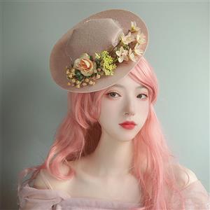 Vintage Flowers and Fruits Fascinator Bridal Bowler-hat Princess Cosplay Party Accessory J21680
