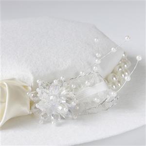 Vintage White Rose and Pearl Fascinator Bridal Bowler-hat Princess Cosplay Party Accessory J21679