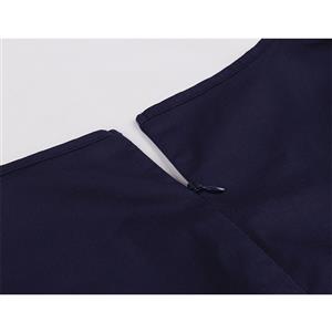 1950's Vintage Round Neck Short Sleeves High Waist Color Blocking Cocktail Belted Swing Dress N21488