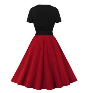 Fashion Short Sleeve High Waist Ruffle Hem Daily Swing Zipper Dress N22834