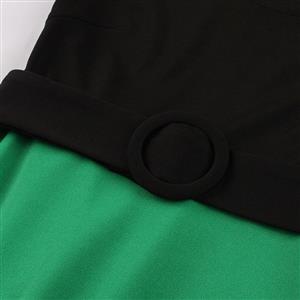 Fashion Short Sleeve High Waist Ruffle Hem Daily Swing Zipper Dress N22835