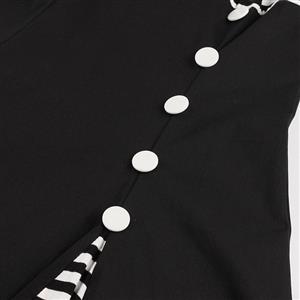 Women's Fashion Vintage Short Sleeve Splicing Swing Dress N14443